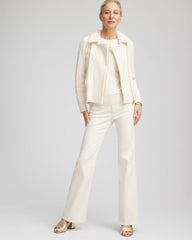 Fur Trim Moto Cardigan English Cream - Chico's