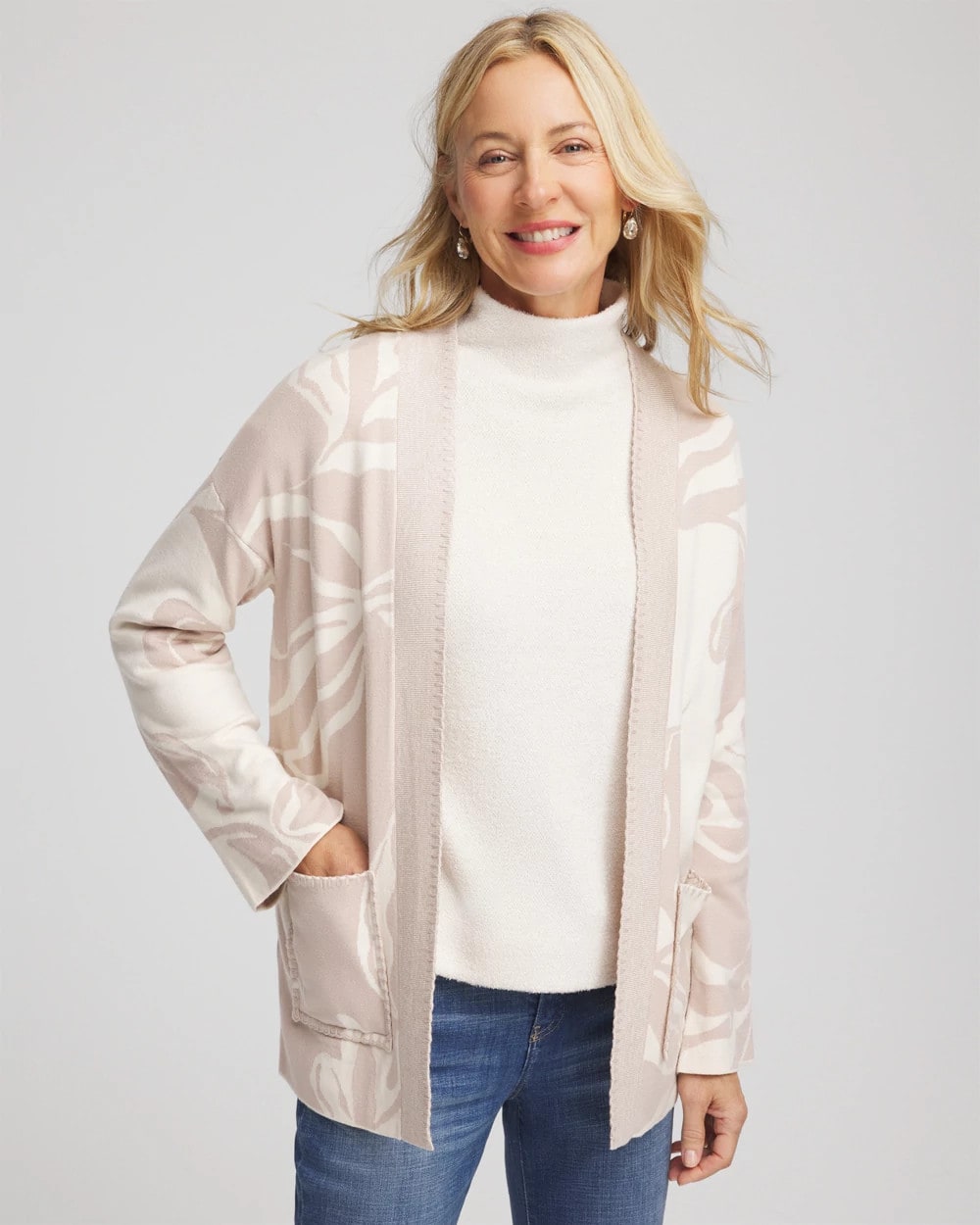 Abstract Bloom Cardigan English Cream - Chico's