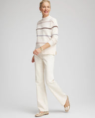 Sequined Stripe Pullover Sweater English Cream - Chico's
