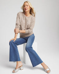 Floral Sequined Pullover Smokey Taupe - Chico's