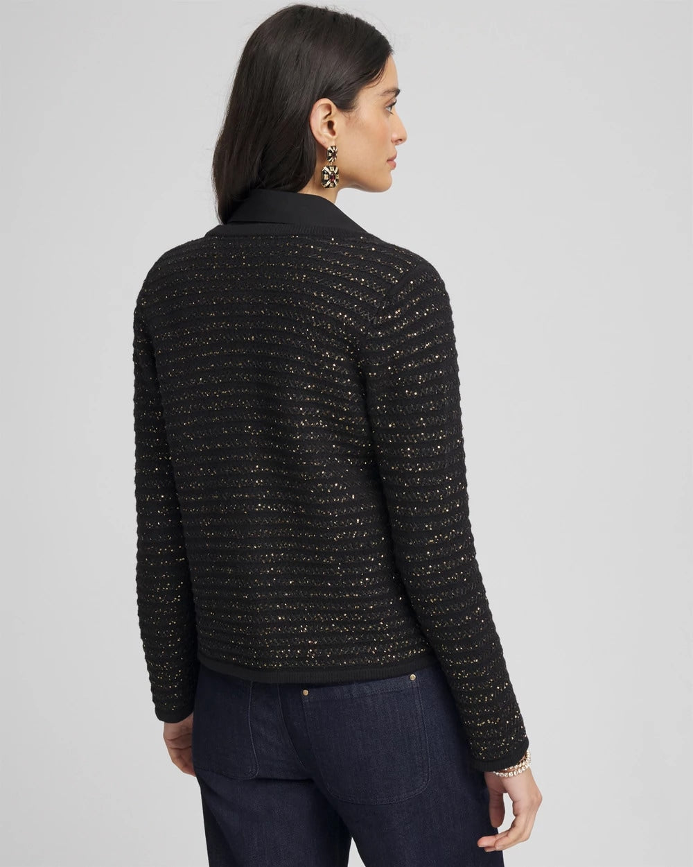 Shine Cropped Cardigan Black - Chico's