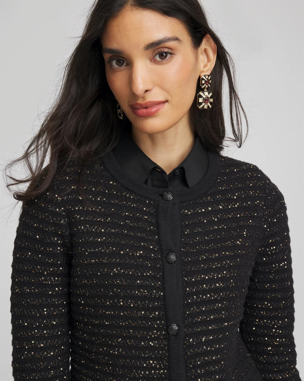 Shine Cropped Cardigan Black - Chico's