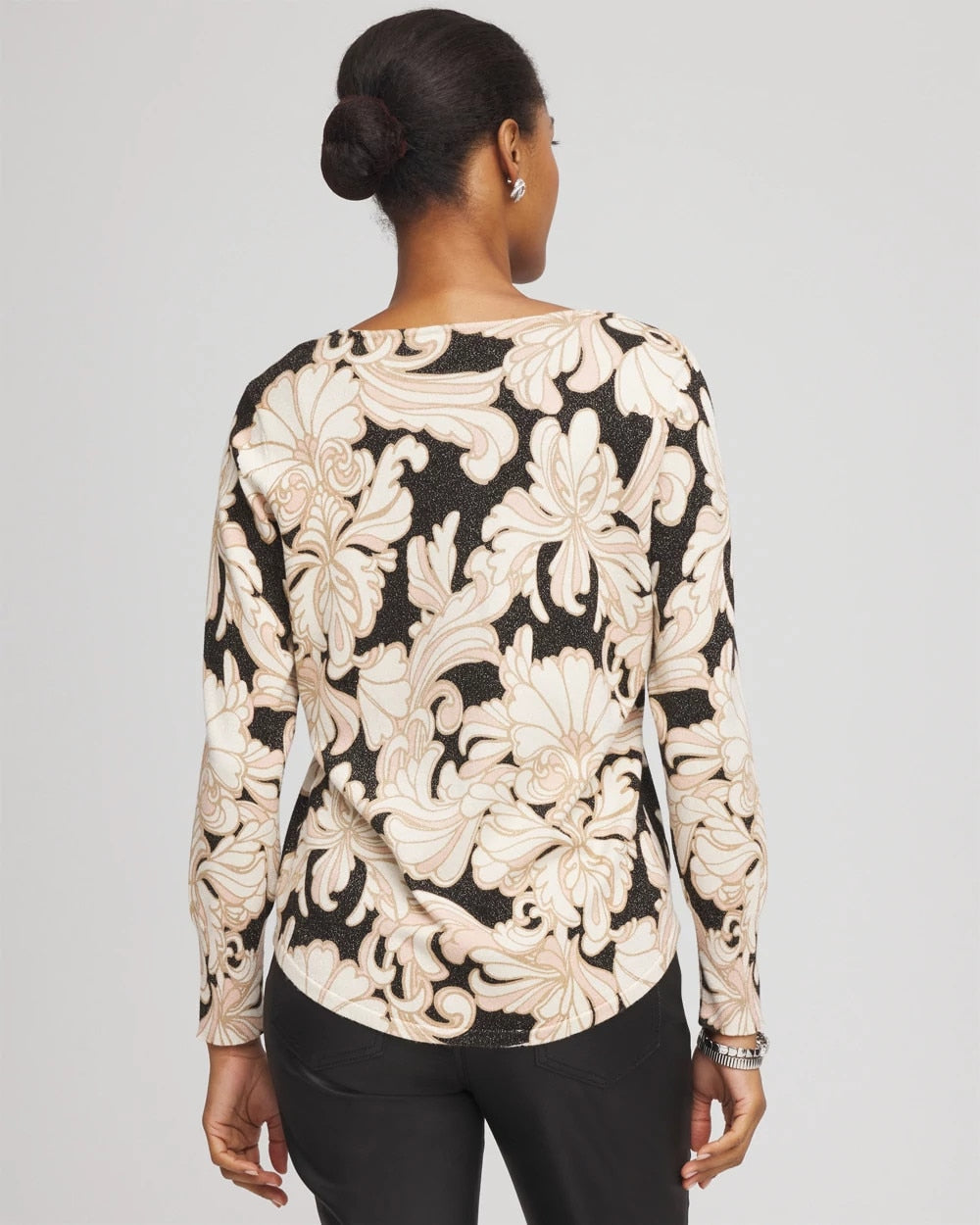 Ella Metallic V-Neck Sweater Purple Royale - Chico's