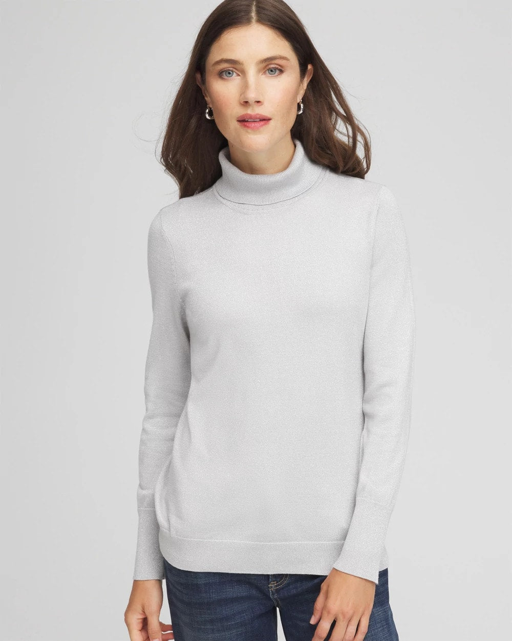 Metallic Turtleneck Pullover Sweaters Silver Glitter - Chico's