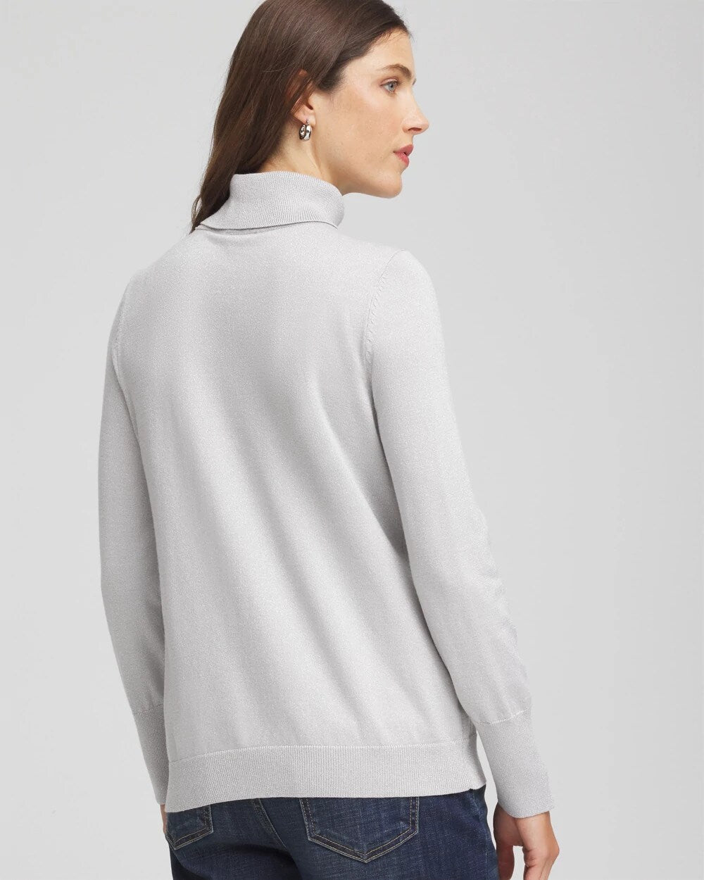 Metallic Turtleneck Pullover Sweaters Silver Glitter - Chico's