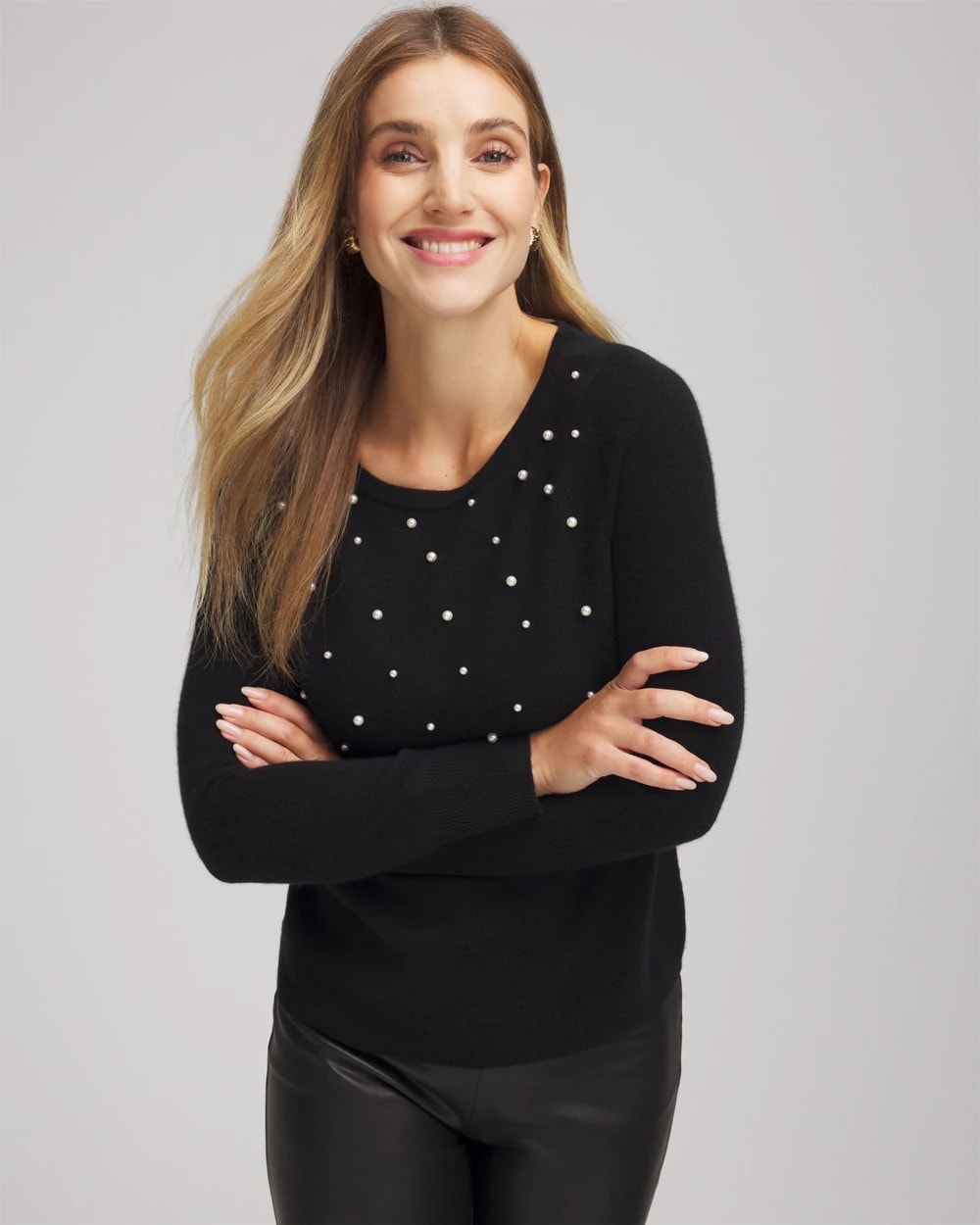 Embellished Cashmere Pullover Sweater Black - Chico's