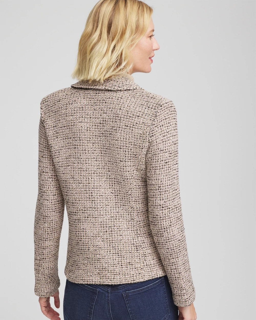 Double Breasted Tweed Blazer Smokey Taupe - Chico's
