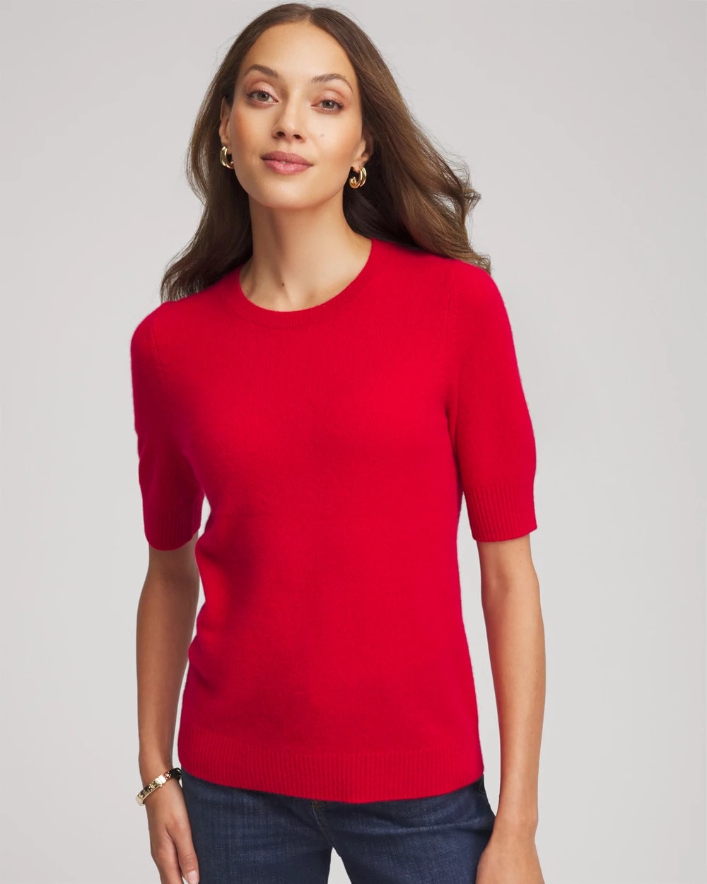 Crewneck Cashmere Pullover Sweater Red - Chico's