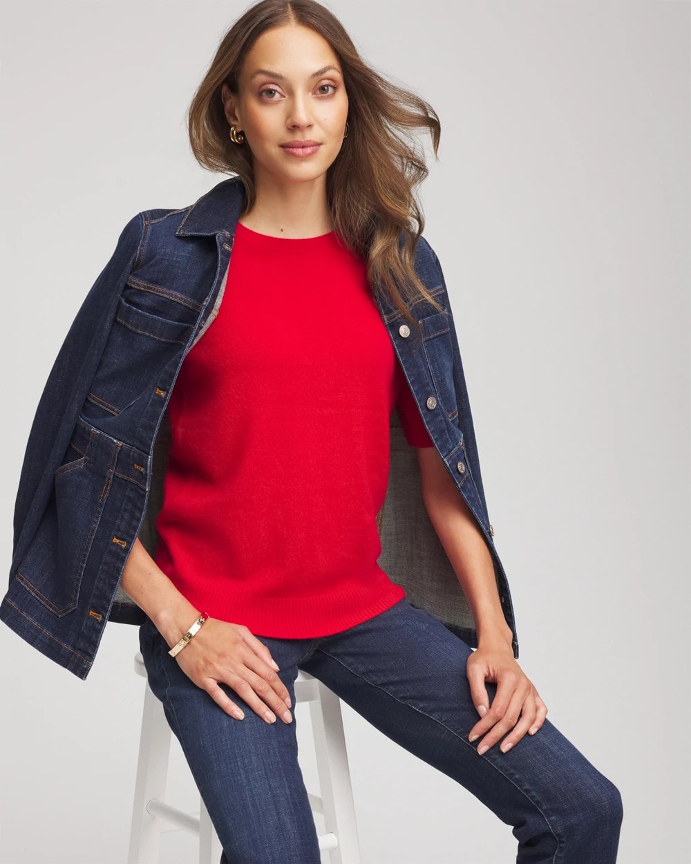 Crewneck Cashmere Pullover Sweater Red - Chico's