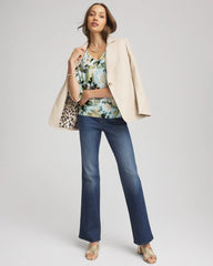 Printed Dolman V-Neck Pullover Sweater Blue Menthe - Chico's
