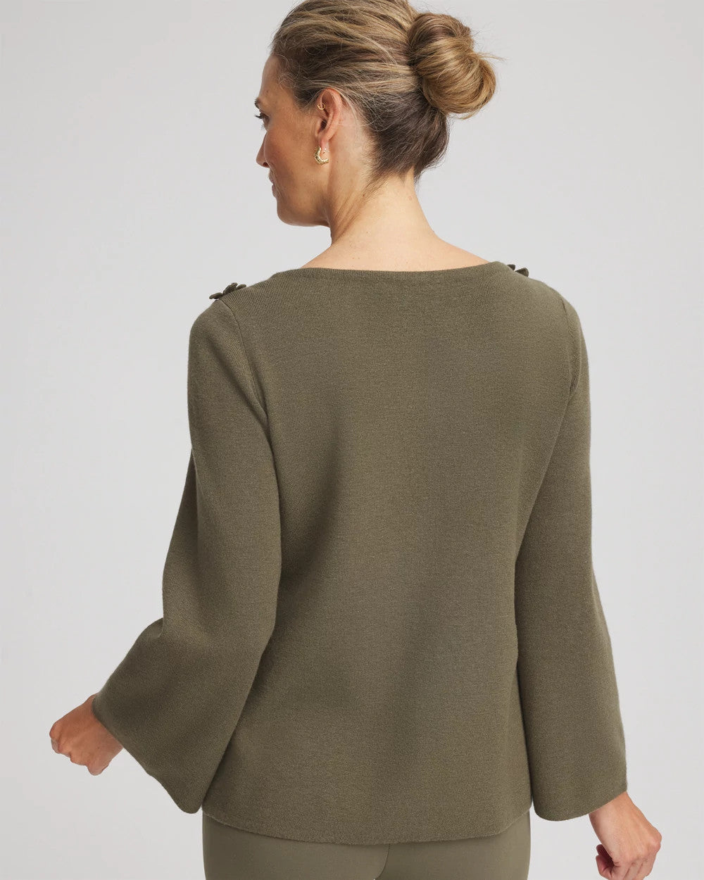 Appliqué Flared-Sleeve Sweater Nettle Leaf - Chico's