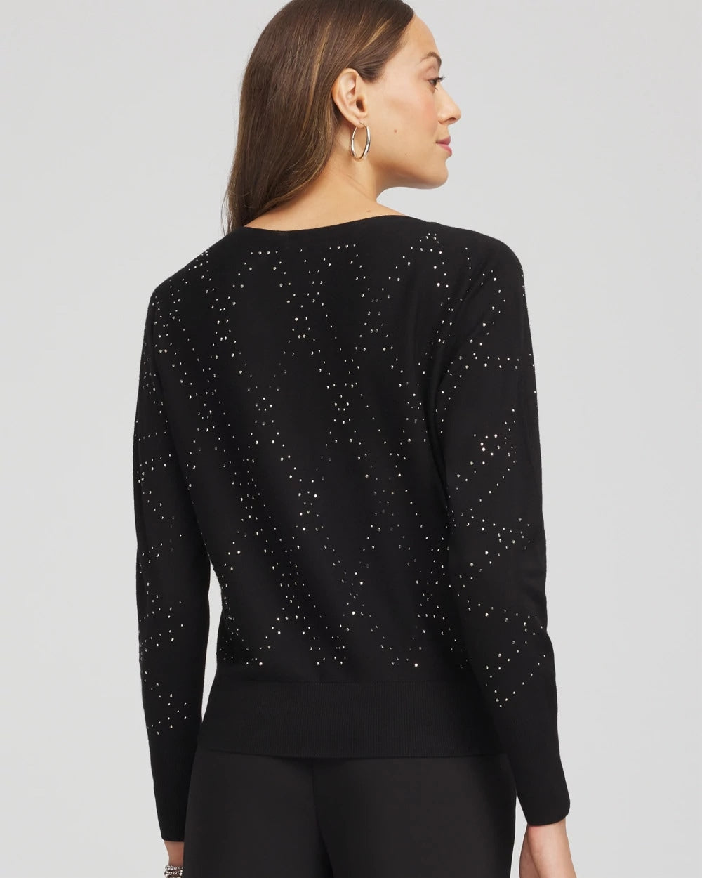 Ella Embellished Dolman Pullover Sweater Black - Chico's