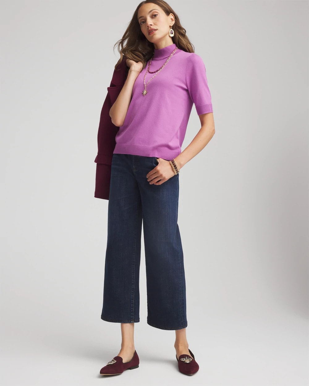 Ella Elbow Sleeve Mockneck Sweater Gooseberry - Chico's