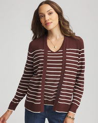 Ella Striped Long-Sleeve Cardigan Cacao - Chico's