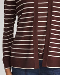Ella Striped Long-Sleeve Cardigan Cacao - Chico's