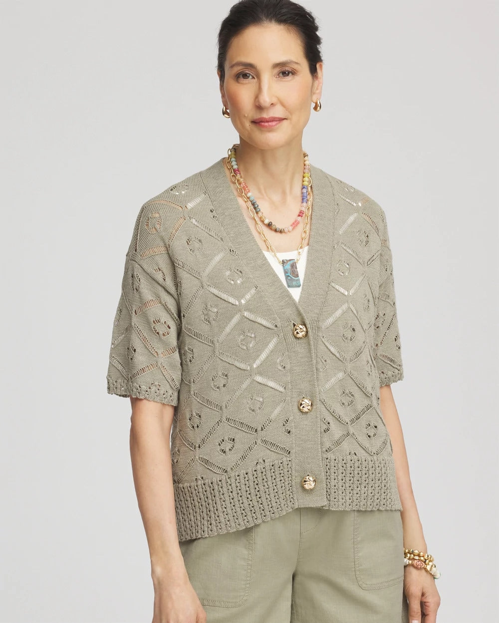 Short Button-down Cardigan Washed Sage - Chico's
