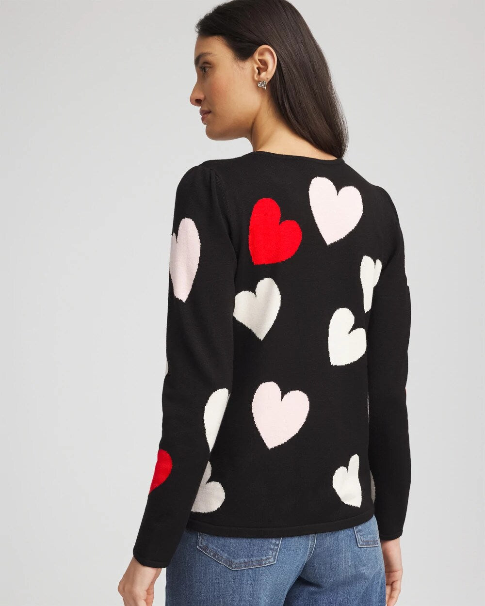 V-Day Multi-Heart Pullover Black - Chico's
