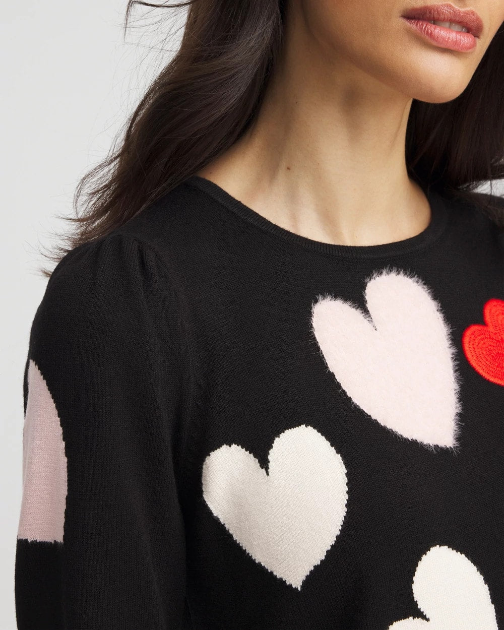 V-Day Multi-Heart Pullover Black - Chico's
