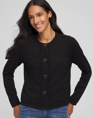 V-Day Embroidered Crewneck Cardigan Black - Chico's