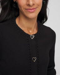 V-Day Embroidered Crewneck Cardigan Black - Chico's