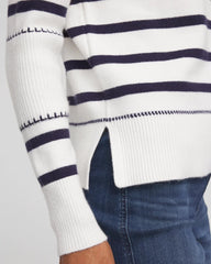 Striped Relaxed Mockneck Pullover Ecru - Chico's
