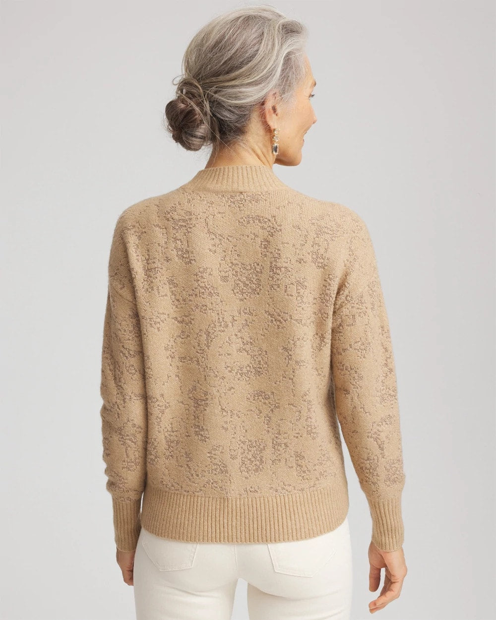 Jacquard Mockneck Pullover Champagne Fizz - Chico's