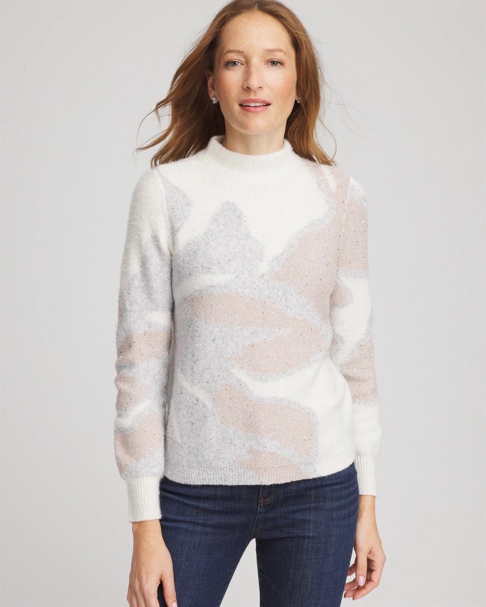 Bloom Metallic Intarsia Pullover Sweater Birch Bark - Chico's