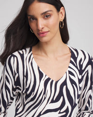 Ella Zebra V-Neck Pullover Sweater Passport Blue - Chico's