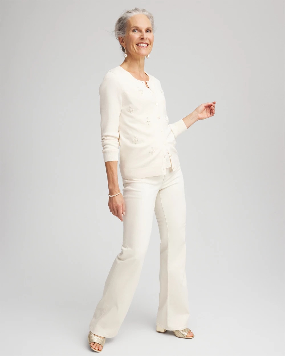 Embellished Crewneck Cardigan English Cream - Chico's