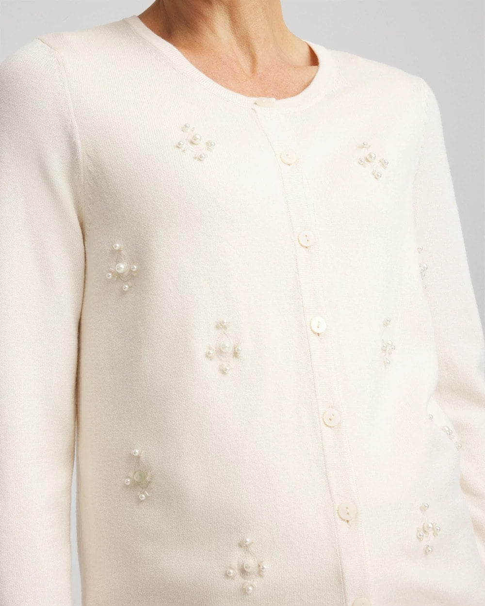 Embellished Crewneck Cardigan English Cream - Chico's