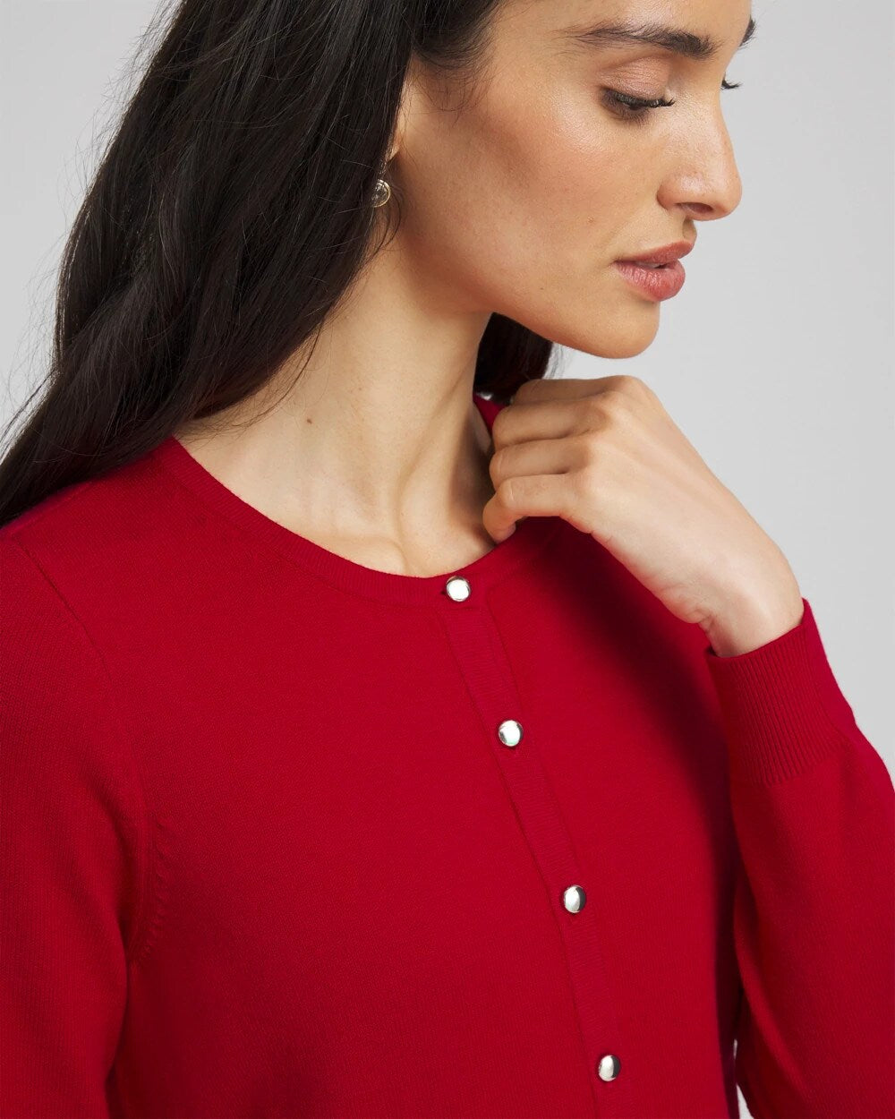 Crewneck Cardigan Carmine Red - Chico's