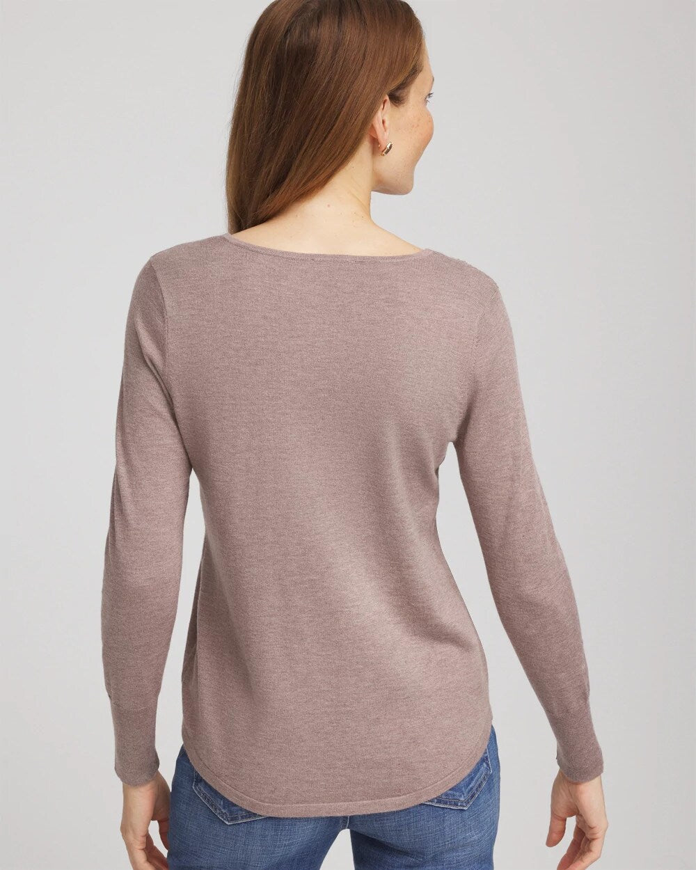 Ella Embellished V-Neck Sweater Taupe Heather - Chico's