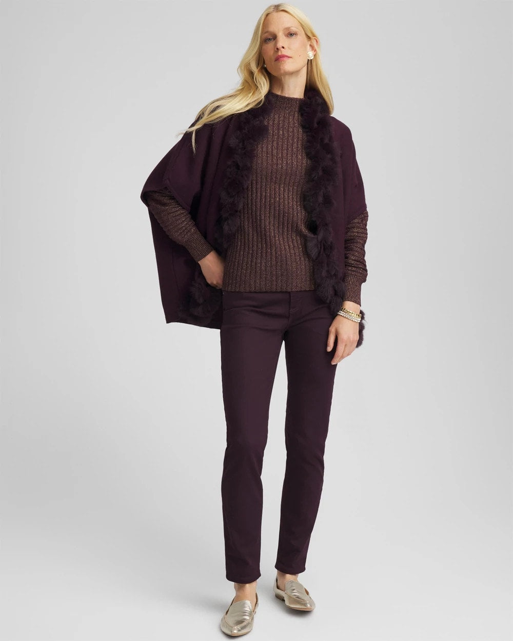 Metallic Ribbed Pullover Night Bloom - Chico's