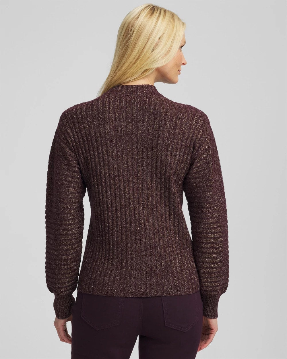Metallic Ribbed Pullover Night Bloom - Chico's