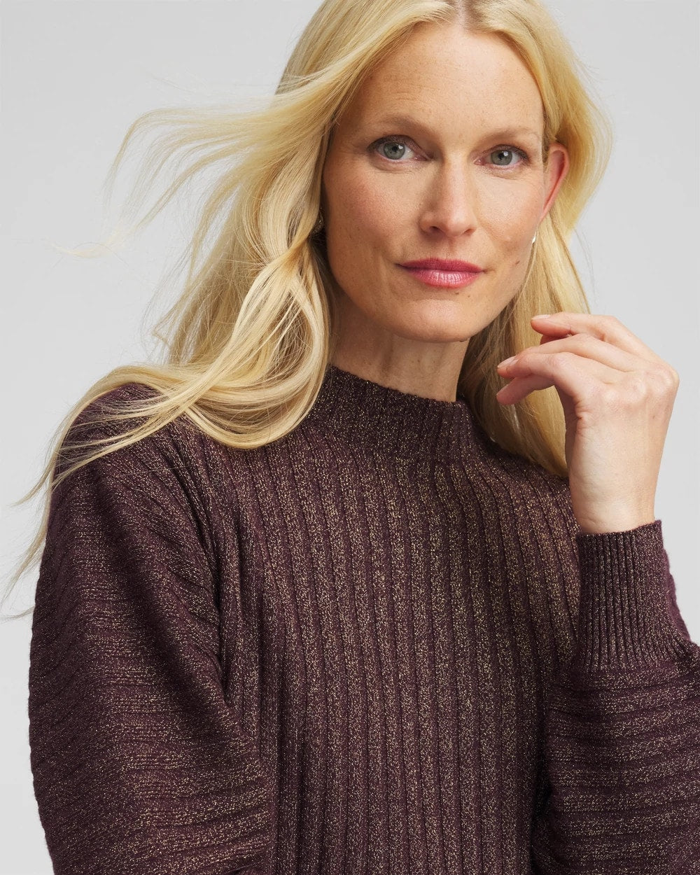 Metallic Ribbed Pullover Night Bloom - Chico's