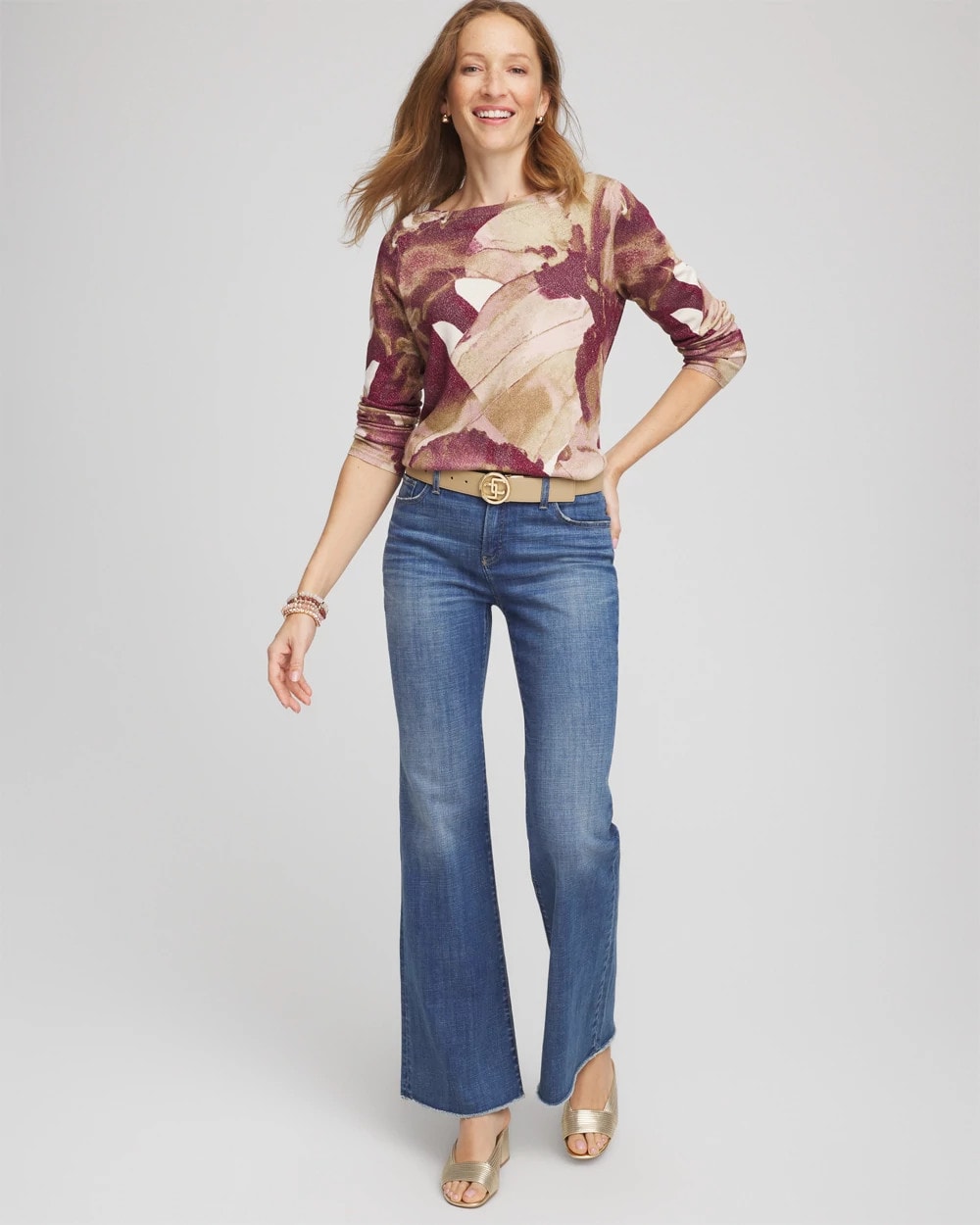 Ella Ocean Glitz Boatneck Sweater Purple Royale - Chico's