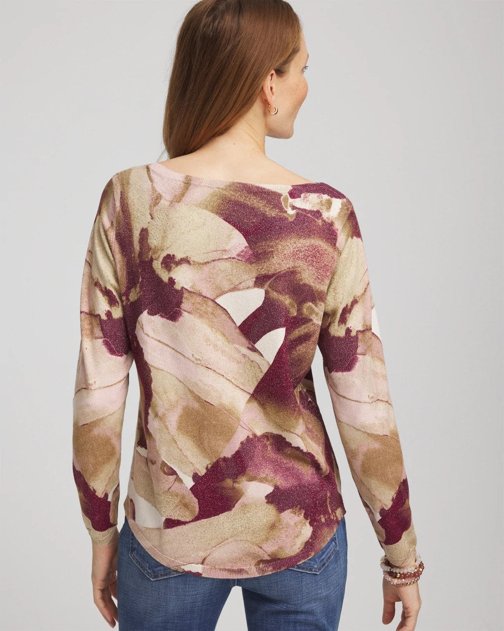 Ella Ocean Glitz Boatneck Sweater Purple Royale - Chico's
