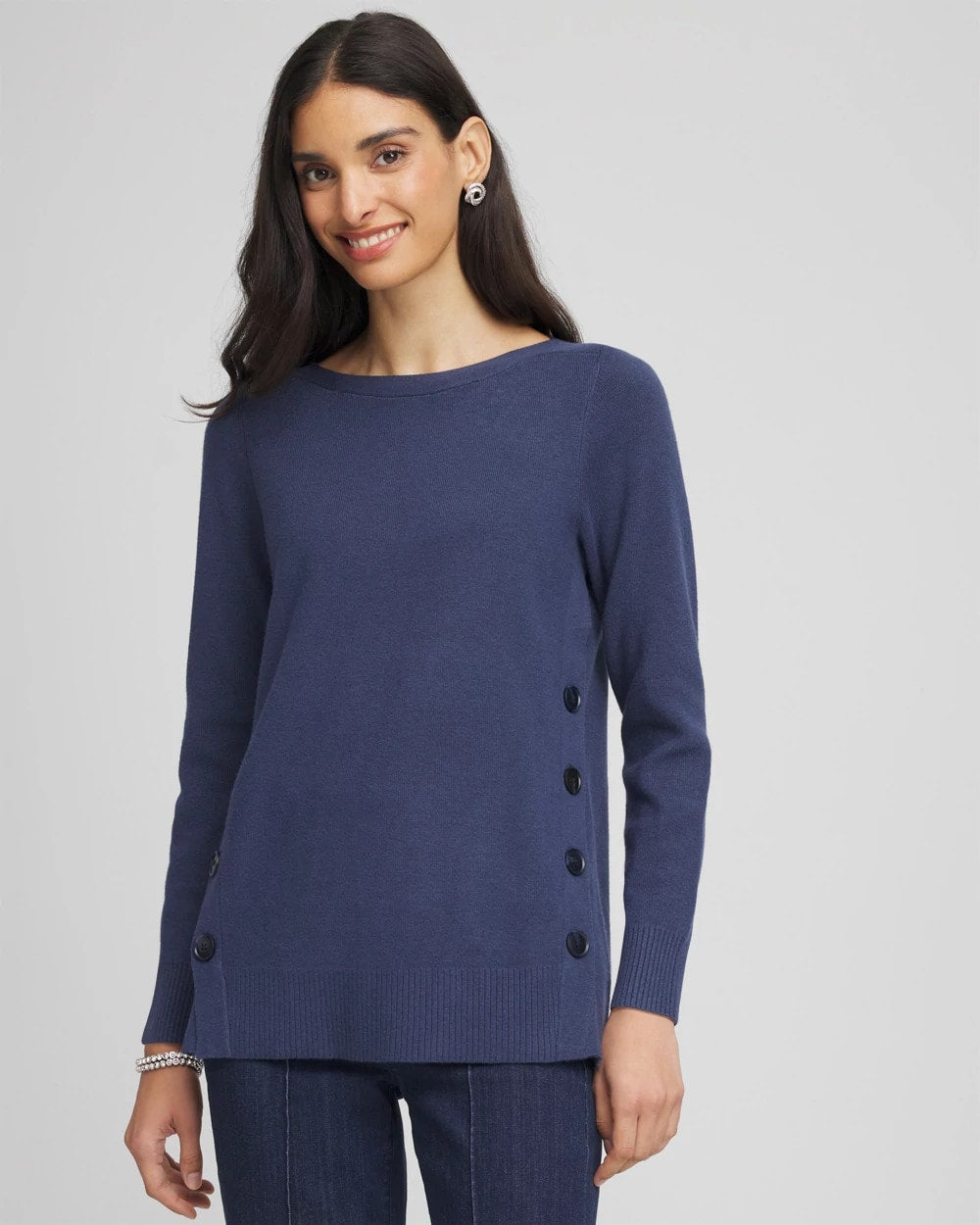 Button Tunic Sweater Indigo Sky - Chico's