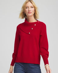 Button Envelope Neck Sweater Carmine Red - Chico's