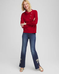 Button Envelope Neck Sweater Carmine Red - Chico's