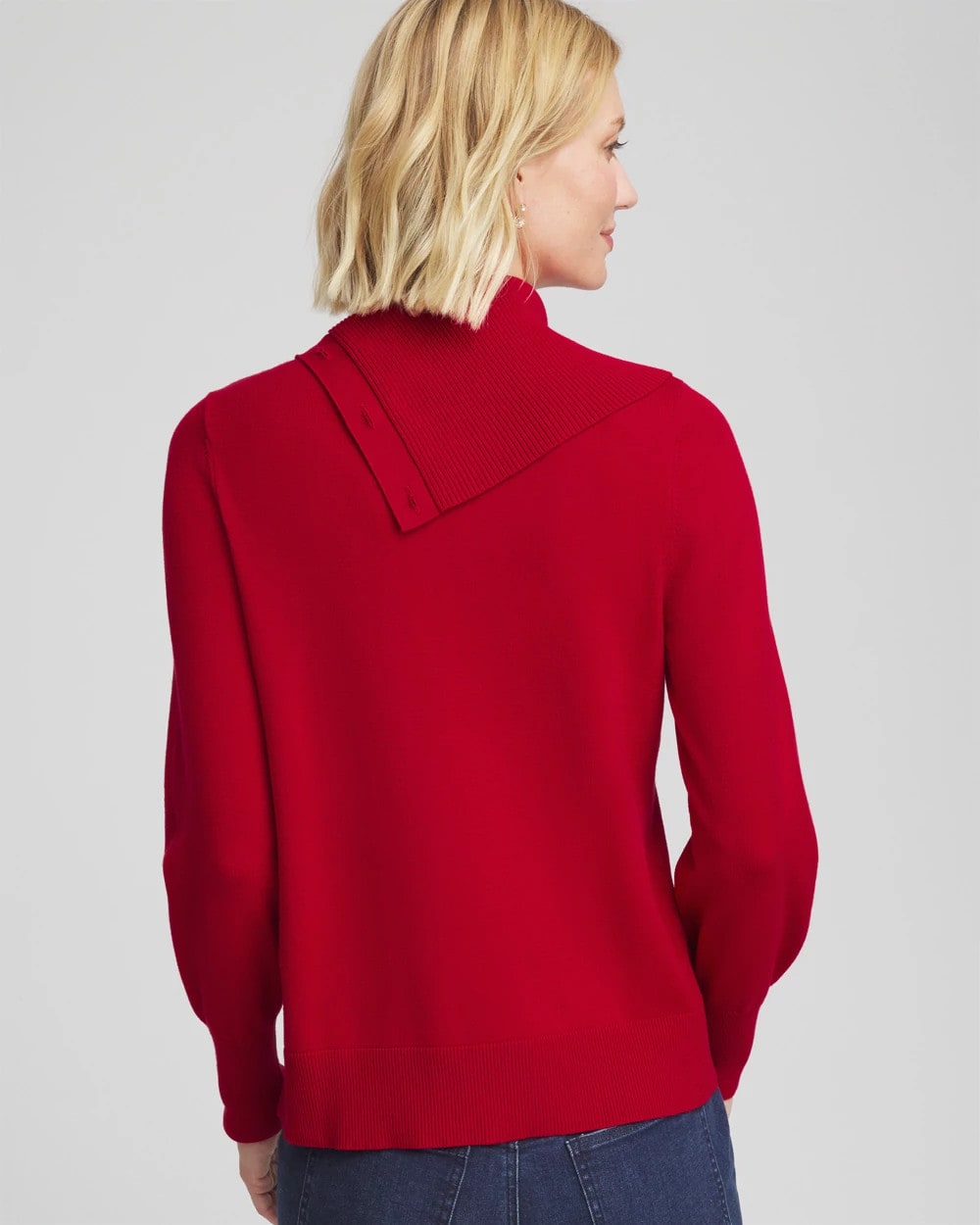 Button Envelope Neck Sweater Carmine Red - Chico's