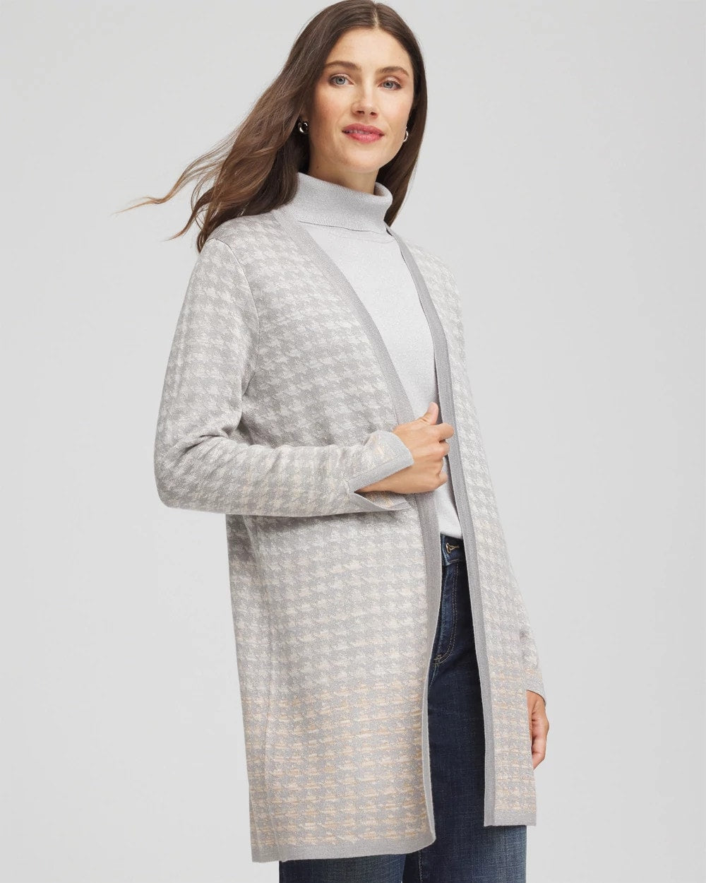 Metallic Herringbone Cardigan Gray - Chico's