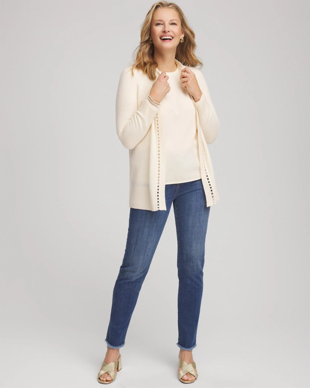 Crewneck Cashmere Pullover Sweater Cream - Chico's