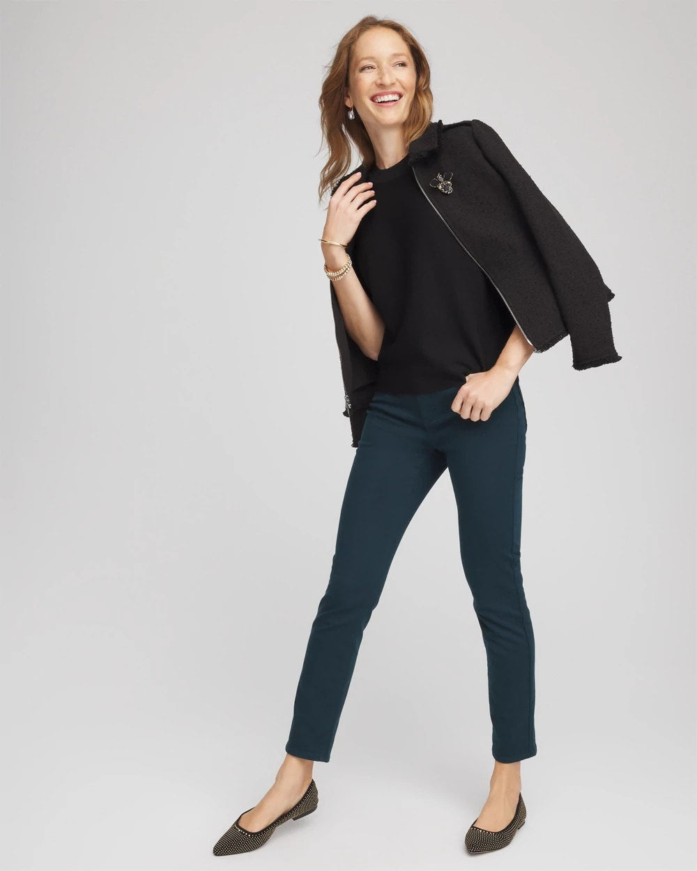 Dolman Sleeve Crew Neck Pullover Sweater Black - Chico's