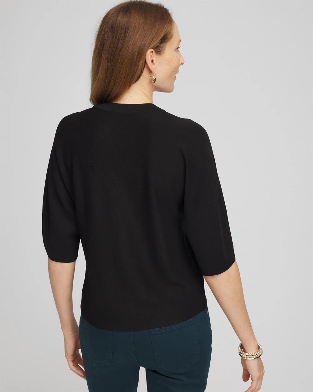 Dolman Sleeve Crew Neck Pullover Sweater Black - Chico's