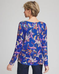 Ella Boatneck Printed Pullover Sweater Cobalt Stone - Chico's