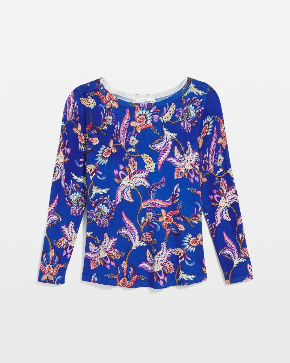 Ella Boatneck Printed Pullover Sweater Cobalt Stone - Chico's