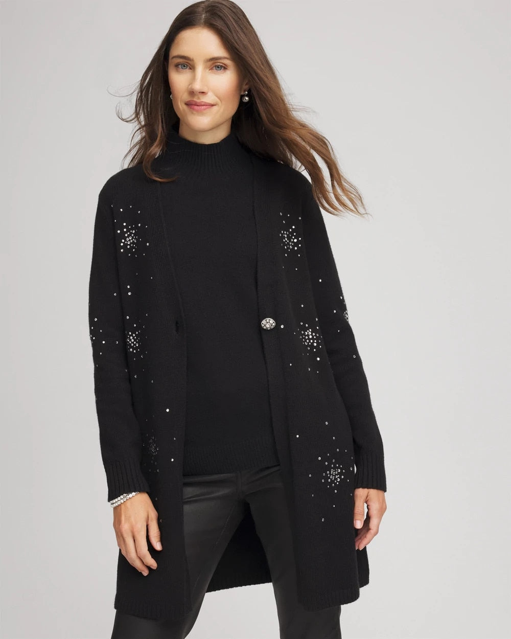 Rhinestone Embellished Cardigan Black - Chico's
