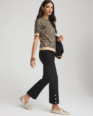 Bi-Stretch Flared Button-Hem Cropped Pants Black - Chico's