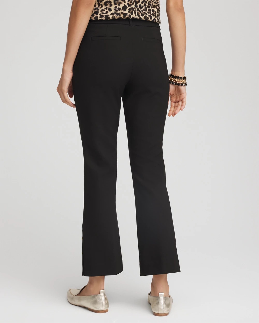 Bi-Stretch Flared Button-Hem Cropped Pants Black - Chico's